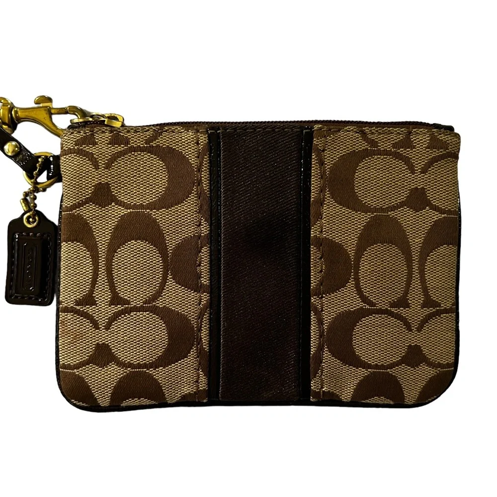 Coach Wristlet Dark Brown Logo